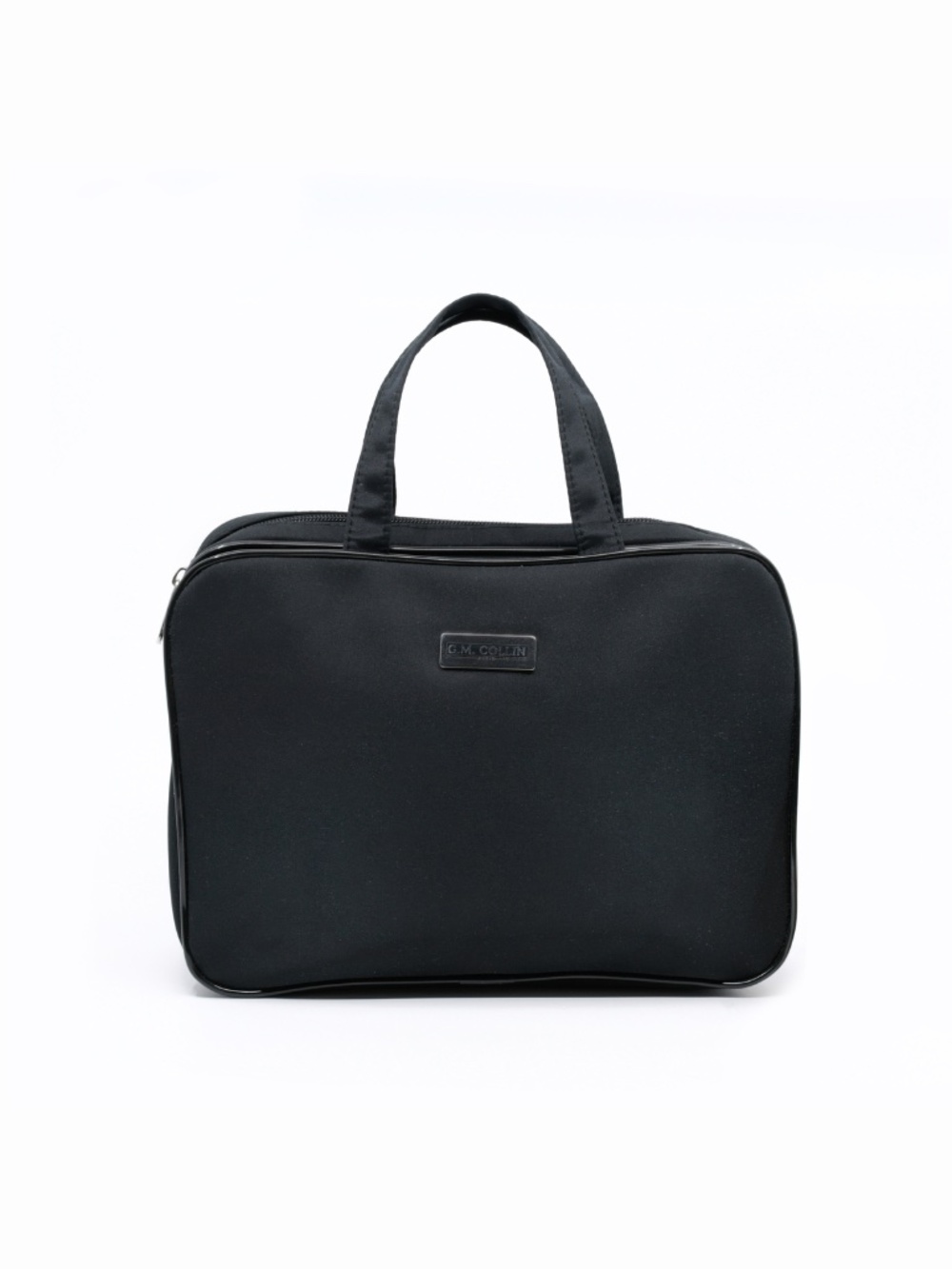 G.M. COLLIN Bi-Fold Black Nylon Cosmetic Toiletry Travel Bag